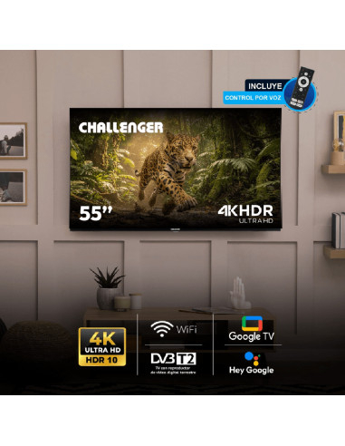 Televisor Challenger 55 pulgadas 4K HDR UHD GOOGLETV T2 55TG2770