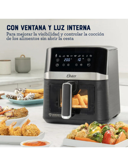 Freidora de Aire Digital Oster 4 Llitros DiamondForce Ventana y Luz Interna 10 Programas Automáticos CKSTAF40WDDF 2204927
