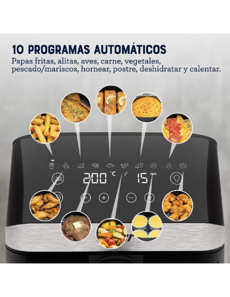 Freidora de Aire Digital Oster 4 Llitros DiamondForce Ventana y Luz Interna 10 Programas Automáticos CKSTAF40WDDF 2204927