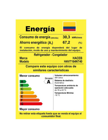 Nevera Haceb 404 Litros Brutos No frost Top Mount Panel Digital Negra NEV ALC 404 SE PD DA ME NE R2