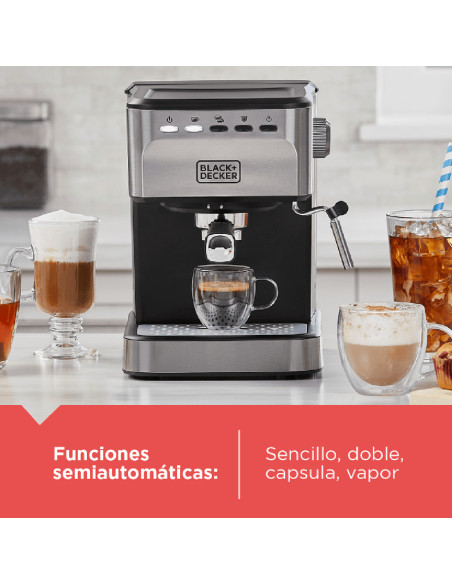 Cafetera espresso Black + Decker Semiautomática EM0312-0SDLA