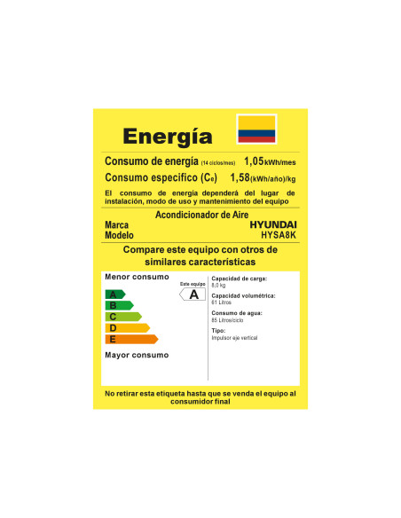 Lavadora Semiautomática Hyundai 8 Kg Carga Superior Eficiente HYSA8K