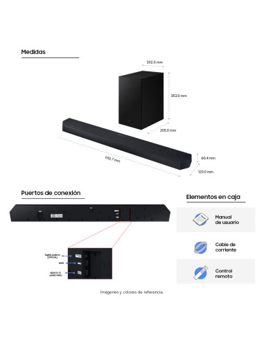 Barra de Sonido Samsung 3.1.2 Canales con Subwoofer HW-Q600H/ZL