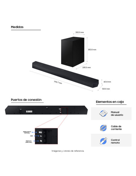 Barra de Sonido Samsung 3.1.2 Canales con Subwoofer HW-Q600H/ZL