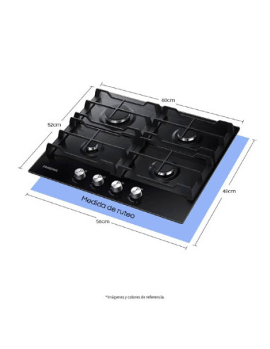 Cubierta de Empotrar Samsung 4 Puestos Gas Natural Vidrio Templado Negro NA64C3010AK/CO 6
