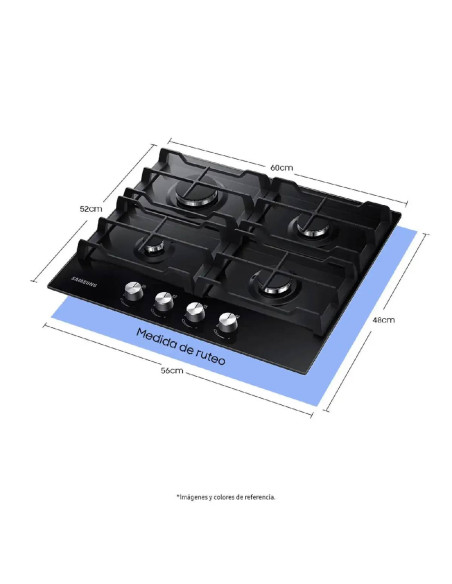 Cubierta de Empotrar Samsung 4 Puestos Gas Natural Vidrio Templado Negro NA64C3010AK/CO 6