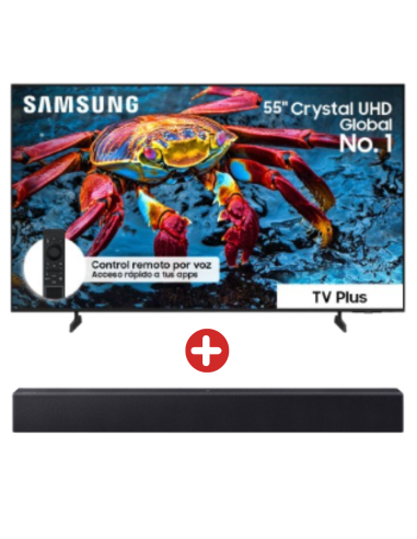 Combo Samsung Televisor 55 pulgadas Crystal UHD 4K Smart UN55U8500HKXZL + Barra de Sonido 2.0 canales Bluetooth HW-B400F/ZL