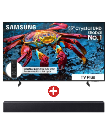 Combo Samsung Televisor 55 pulgadas Crystal UHD 4K Smart UN55U8500HKXZL + Barra de Sonido 2.0 canales Bluetooth HW-B400F/ZL