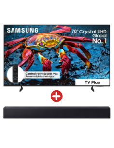 Combo Samsung Televisor 70 pulgadas Smart TV Crystal UHD 4K UN70U8500HKXZL + Barra de Sonido 2.0 canales Bluetooth HW-B400F/ZL