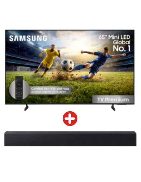 Combo Samsung Televisor 65" Mini led 4K Ultra HD IA UN65M75HAKXZL + Barra de Sonido 2.0 canales Bluetooth HW-B400F/ZL