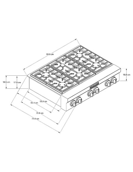 Cubierta de Empotrar KitchenAid 6 Puestos 908 cm KCGC506JSS 2