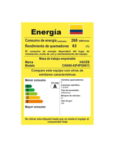 Cubierta de Empotrar Haceb 6043 Inox CUB TA 6043 INOX HF GN 14