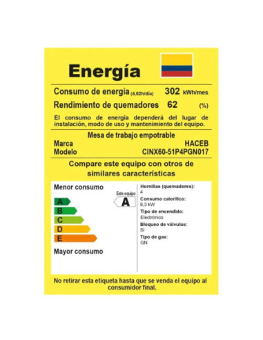 Cubierta de Empotrar Haceb 60X51 CUB TO 6051 INOX PL GN 3