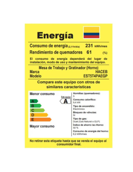 Estufa de Piso Haceb Romero 50 cms Gas Propano ESTUFA ROMERO 50T GP NE 3