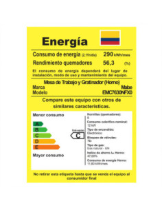 Estufa de Piso Mabe 6 puestos Gas Natural Inox EMC7630NFX0 1 2