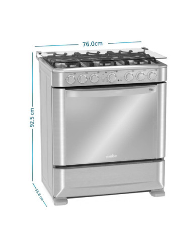 Estufa de Piso Mabe 6 puestos Gas Natural Inox EMC7630NFX0 8