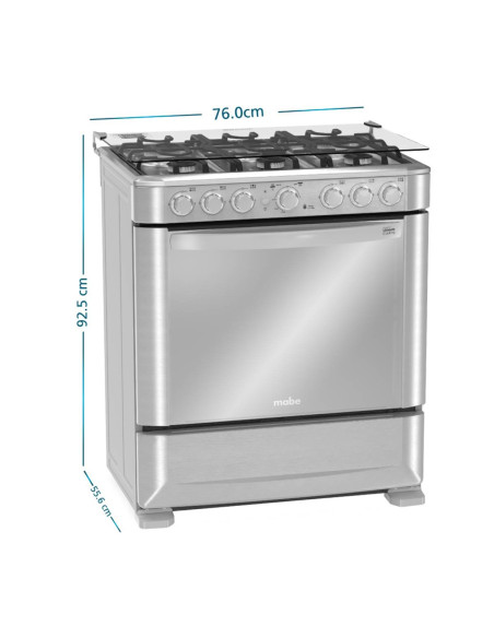 Estufa de Piso Mabe 6 puestos Gas Natural Inox EMC7630NFX0 8