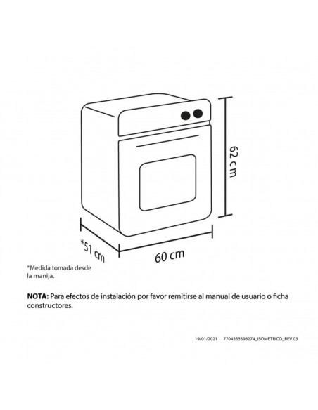 HORNO MASALA HACEB ELÉCTRICO NEGRO 60 CM 220V