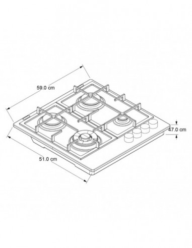 Cubierta Whirlpool Gas 61cm 4Pts |...