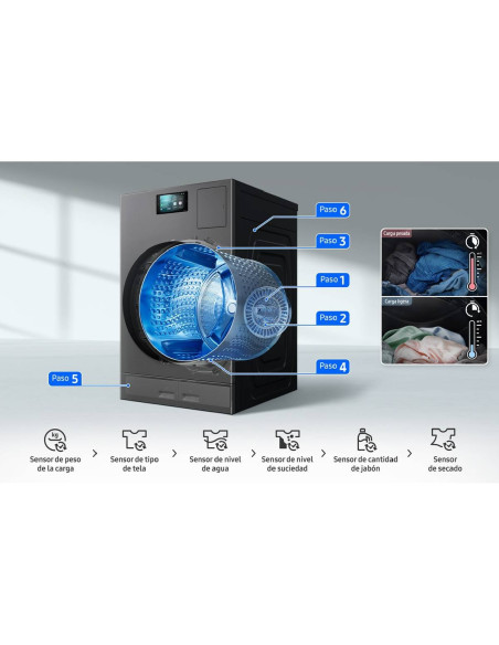 Lavadora Secadora Samsung Bespoke 26 Kg AI Laundry WD26DB8995BZCO 13