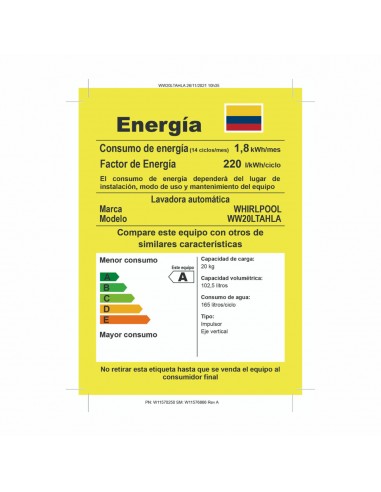 Lavadora Whirlpool 20kg Smart Action...