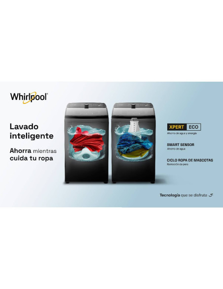 Lavadora Whirlpool 20 Kg Carga Superior con Agitador Xpert Eco Gris WW20WTAHLA 2