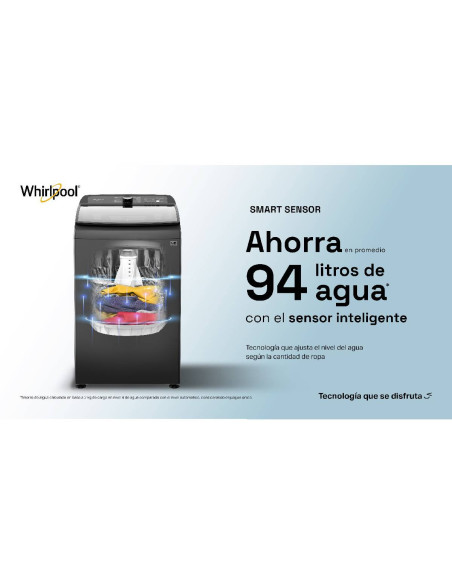 Lavadora Whirlpool 20 Kg Carga Superior con Agitador Xpert Eco Gris WW20WTAHLA 6